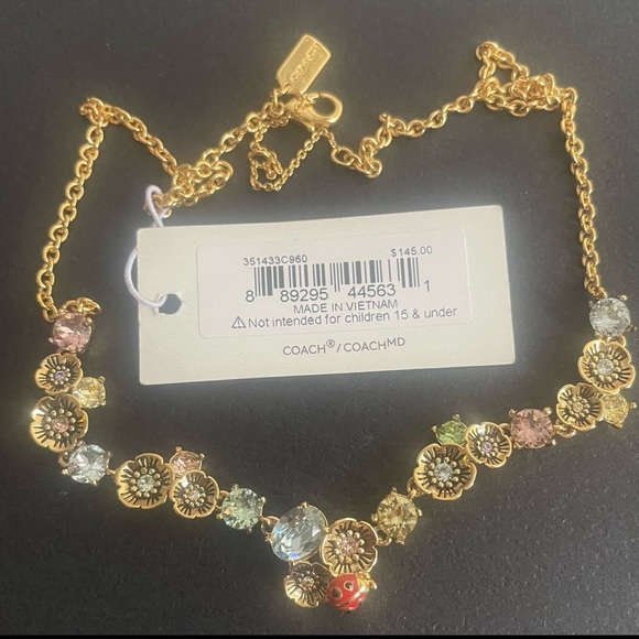 RARE! Coach Ladybug & Tea Rose Statement Necklace - Picture 2 of 4